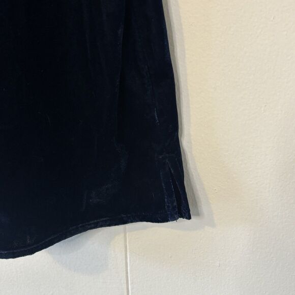 NEW Soft Surroundings Large Blue Velvet Floral Embroidered Boho Top Short Sleeve - Picture 7 of 12